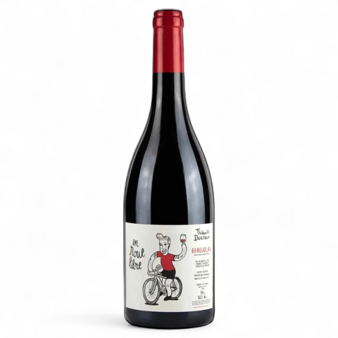 A bottle of Beaujolais "En Roue Libre 2024" from the Thibault Ducroux estate