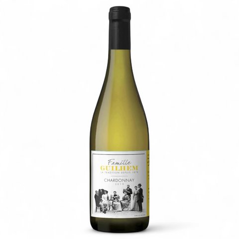 A bottle of 2024 Chardonnay from Château Guilhem