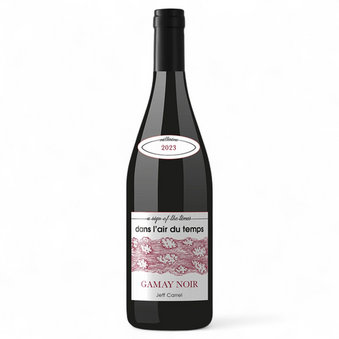 Bottle of "Dans l'Air du temps" Gamay 2023 wine from the Jeff Carrel winery