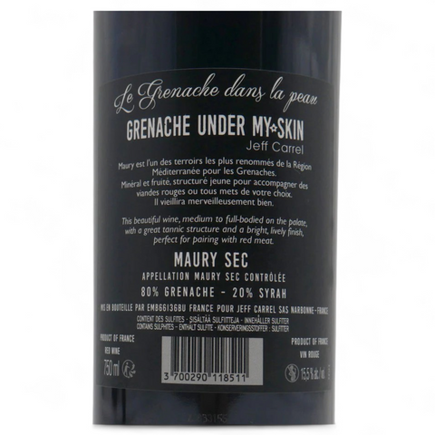 Bouteille de vin Grenache under my skin 2023 du domaine Jeff Carrel