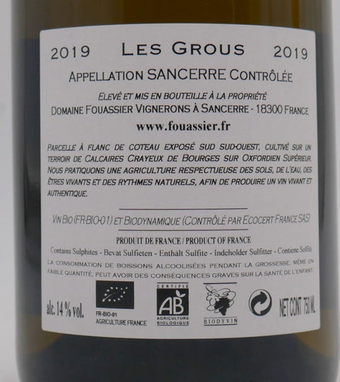 Cuvée Sancerre Les Grous du domaine Fouassier