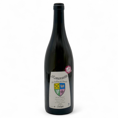 A bottle of 2023 Romorantin wine from the Les Cailloux du Paradis winery